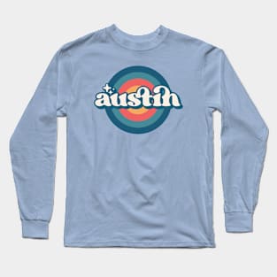 Vintage Austin Sunset Seal // Retro City Emblem for Austin, Texas Long Sleeve T-Shirt